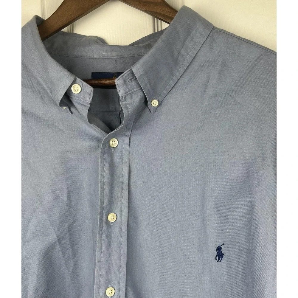 Ralph Lauren Shirt Mens 3XB Blue Button Down Oxford Pony‎ Logo Big & Tall Casual
